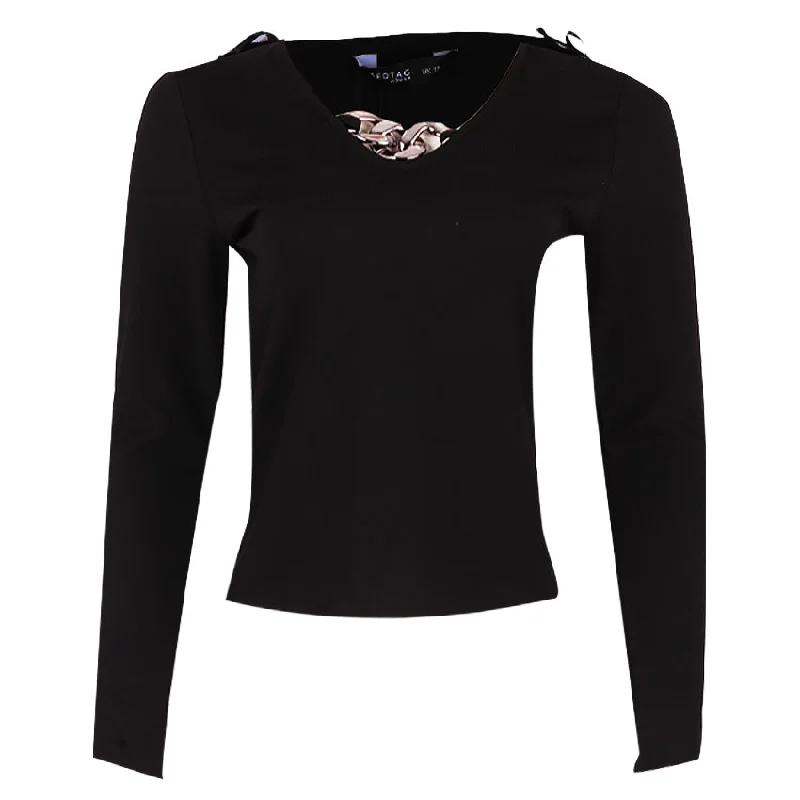 REDTAG Black Formal Jersey Top for Women