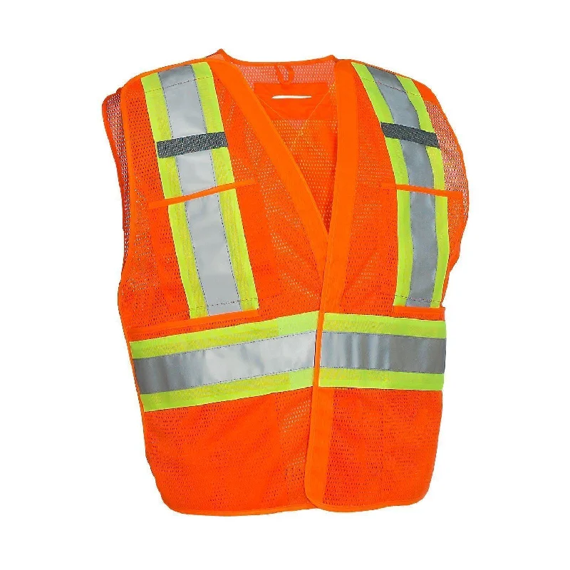 5-Point Tear-away Hi Vis Mesh Traffic Safety Vest, 3 Sizes