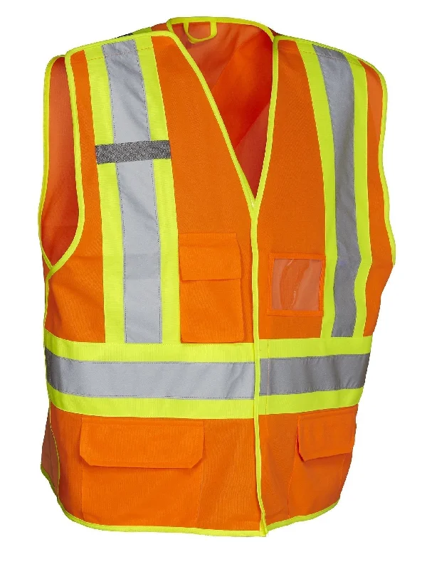 5-Point Tear-Away Hi Vis Traffic Safety Vest, Tricot Polyester, 3 Sizes