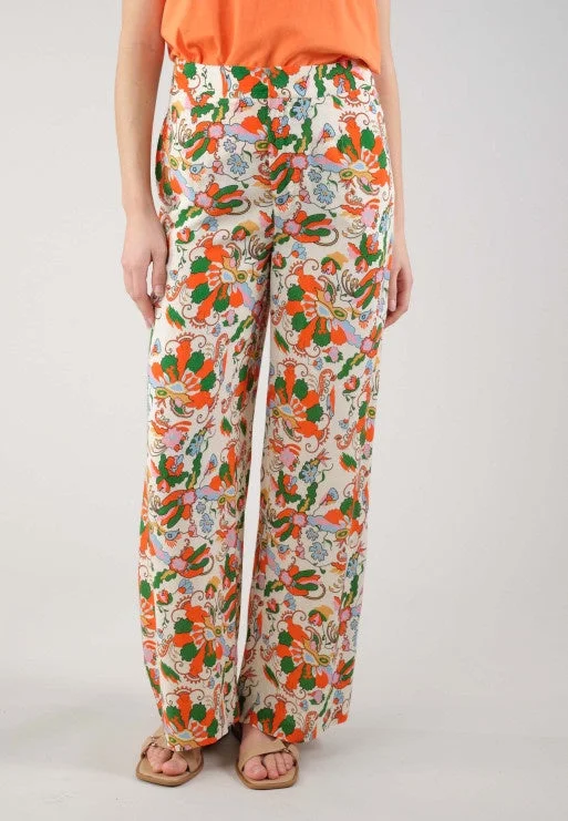 Sakura Floral Orange Pants