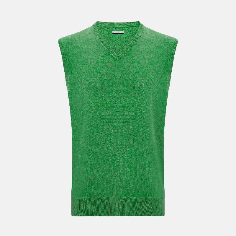 Fern Green V-neck Sleeveless Vest