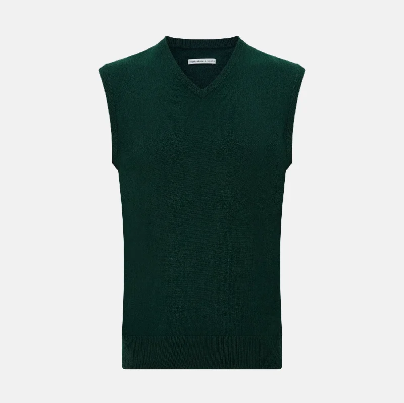 Forest Green V-neck Cashmere Vest