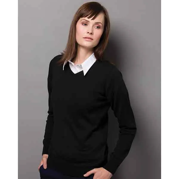 Kustom Kit Ladies Arundel Long Sleeve V-Neck Sweater