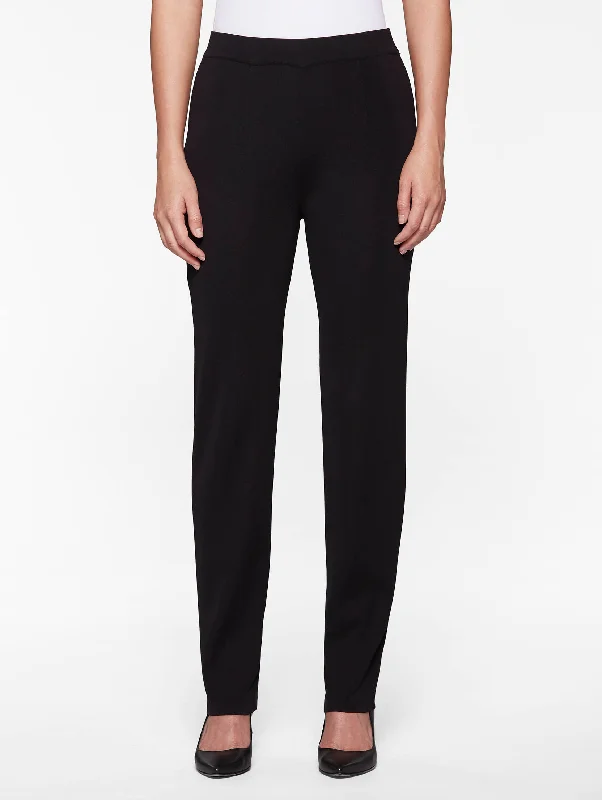 Petite Straight Leg Knit Pant, Black