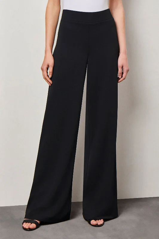 Plus Size Wide-Leg Pull-On Deco Crepe Pant