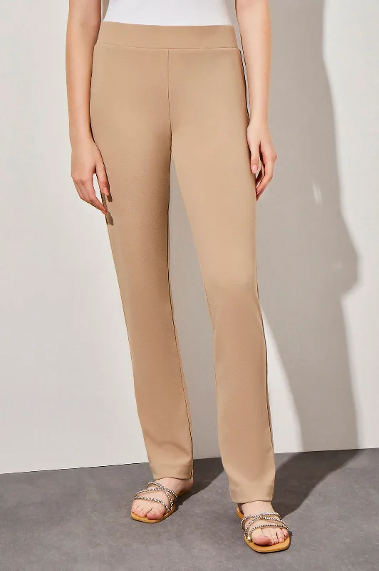 Pull-On Straight Leg Deco Crepe Pant