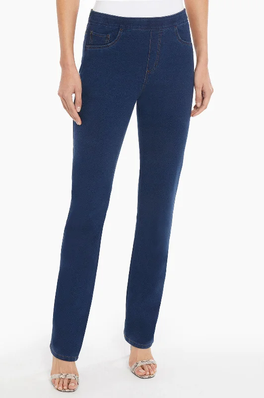 Pull-On Straight Leg Jeans, Dark Indigo