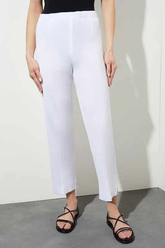 Straight Leg Knit Ankle Pant, White