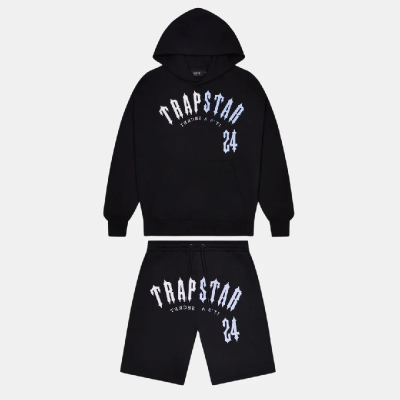 Trapstar Split Arch Irongate Hooded Shorts Set - Black/Blue