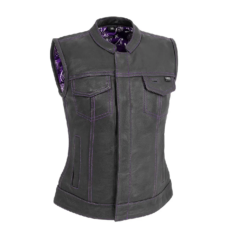 Jessica Women's Motorcycle Leather Vest - Purple - Limited Edition