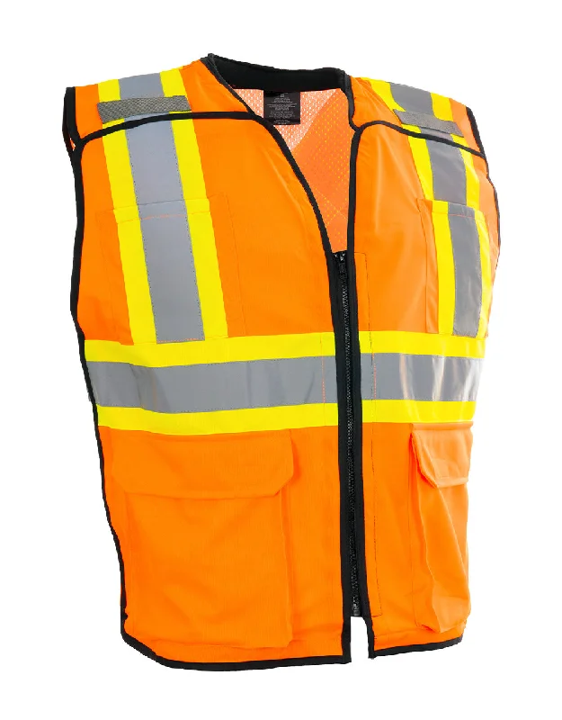 Women's Zip-Up Hi Vis Traffic Safety Vest, 5 Point Tear-Away