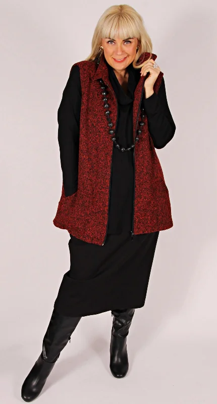 Zip Front Vest Ruby Boucle Knit