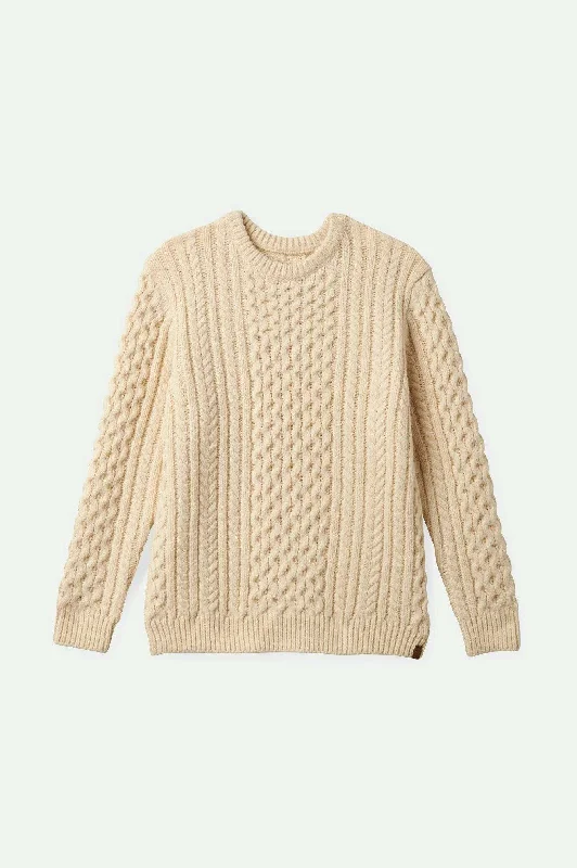 Classic Fisherman Cable Knit Sweater - Oatmeal