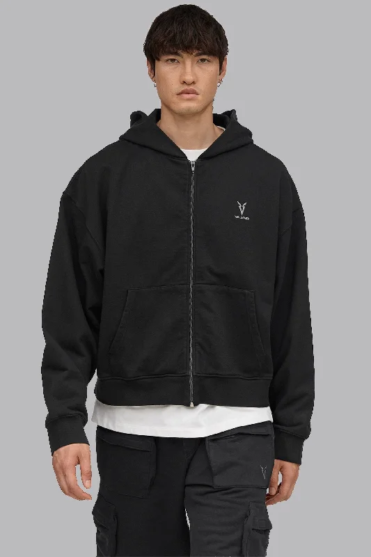 V_LYFE420 BOXY ZIP HOODIE - Black