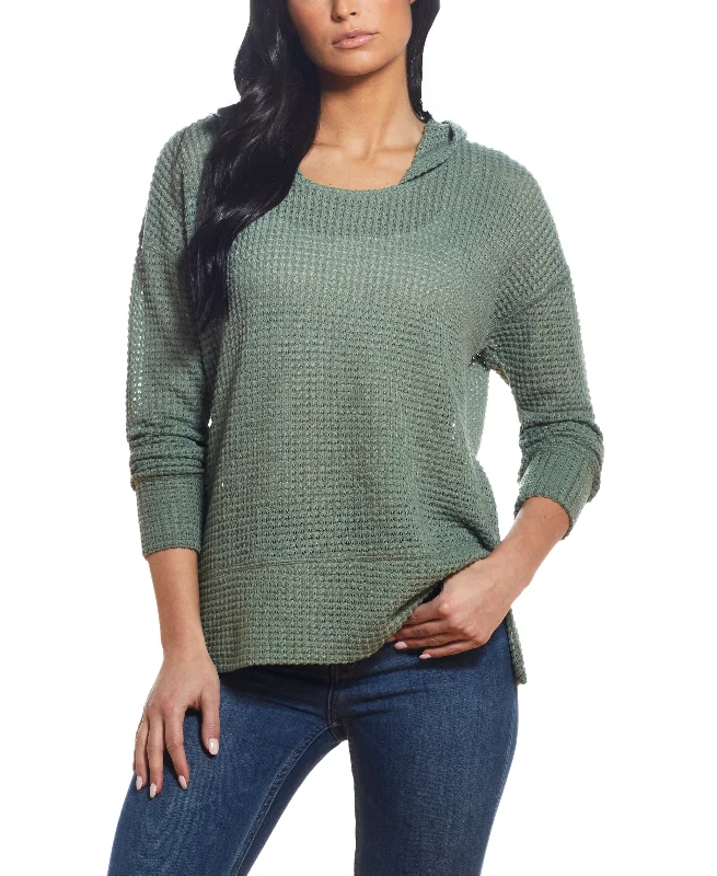 Women'S Dolman Mesh Knit Hoodie In Sea Green