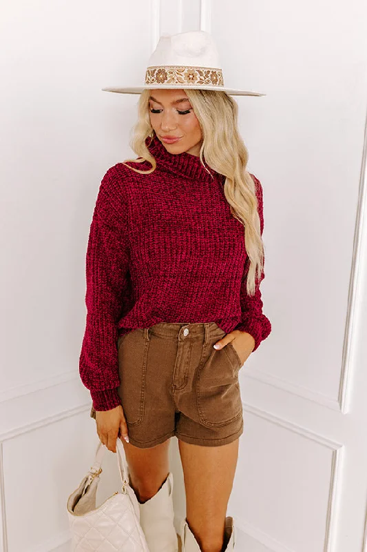 Fall Leaves Chenille Sweater In Sangria