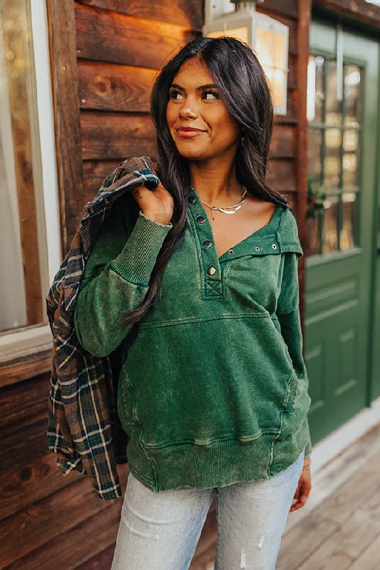 Fireside Comfort Mineral Wash Hoodie In Green