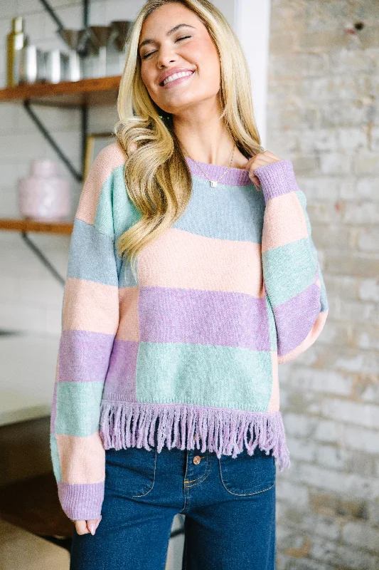 Make Your Day Lavender Multi Checkered Sweater