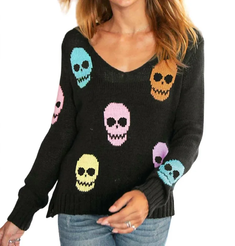 Skulls Sweater In Black Multi