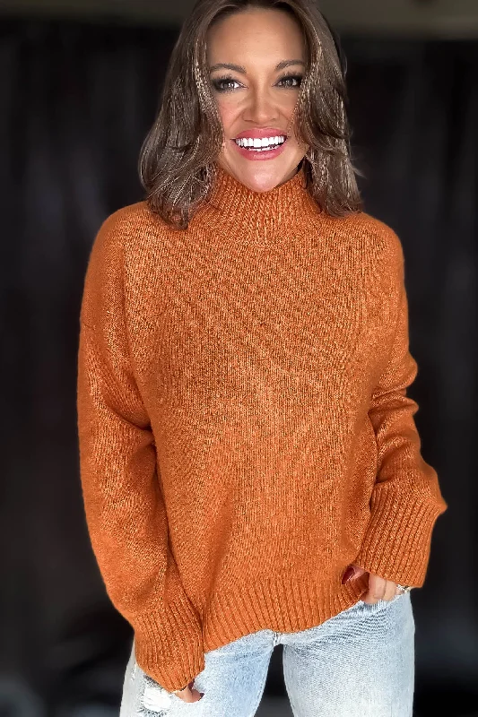 Super Stylish Orange High-Neck Sweater