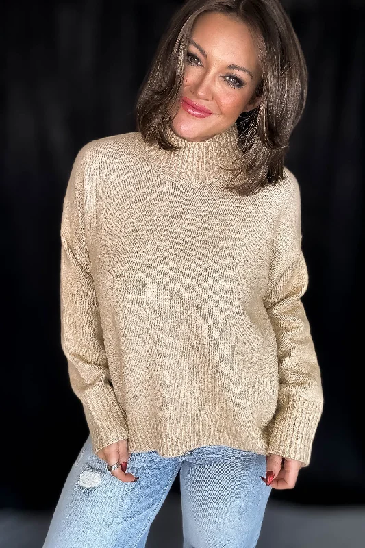 Super Stylish Taupe High-Neck Sweater