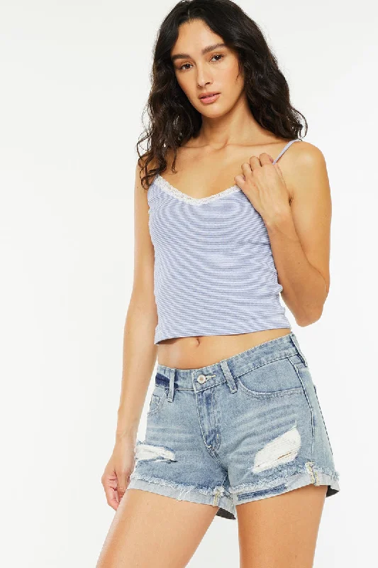 Beren Mid Rise Distressed Shorts