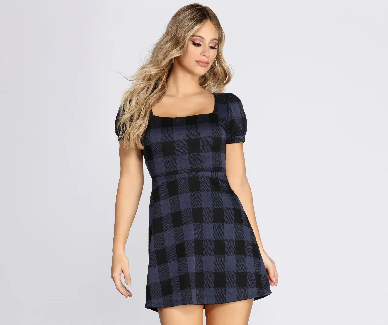 Check It Plaid Mini Dress