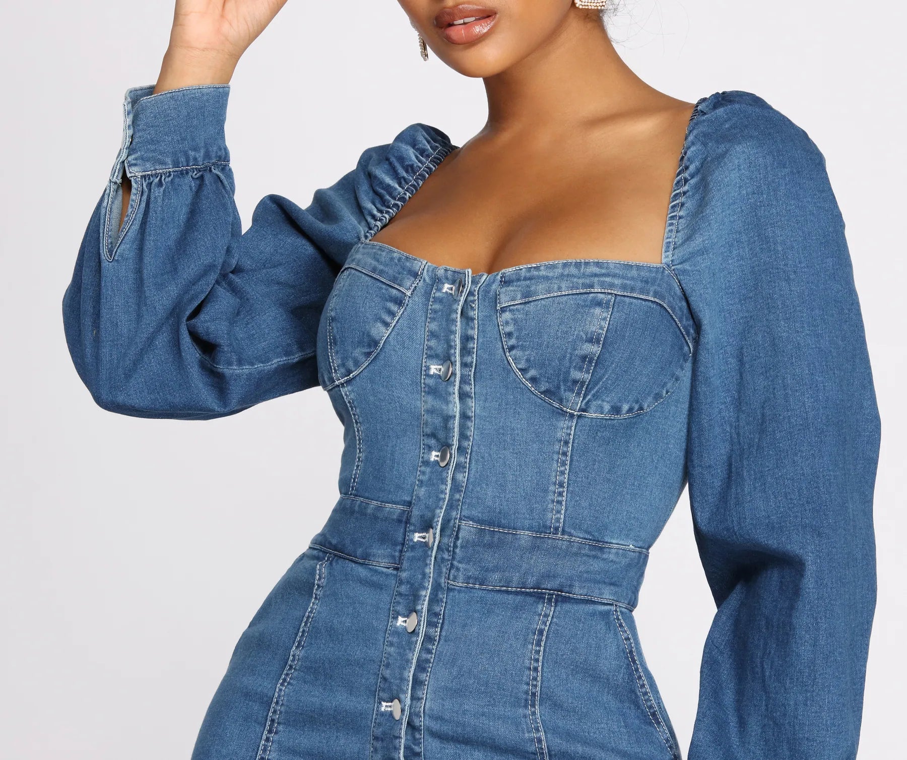 Dreamy In Denim Button Front Mini Dress