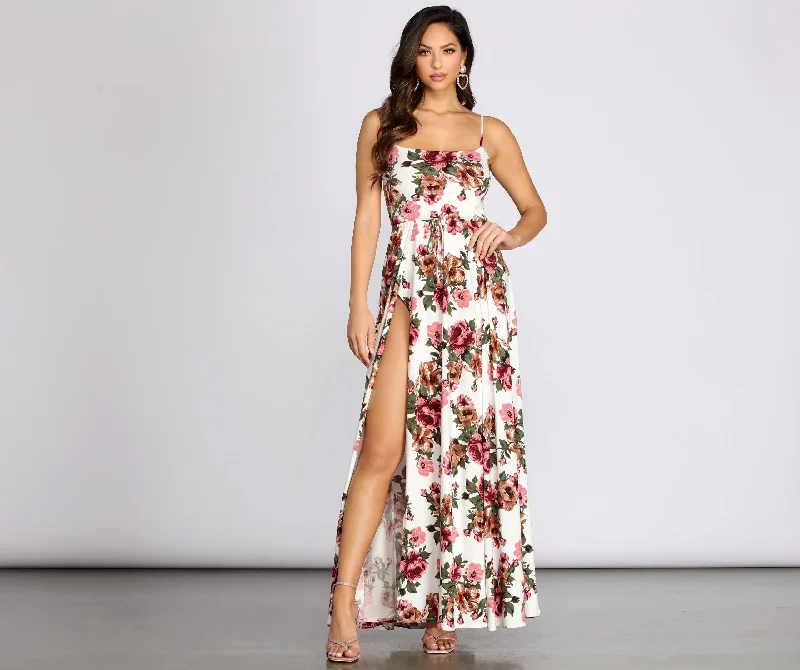 Fab In Floral Brushed Knit Maxi Dress