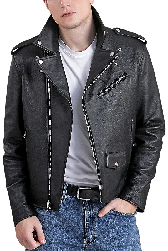 BGSD Men City Cowhide Leather Motorcycle Jacket