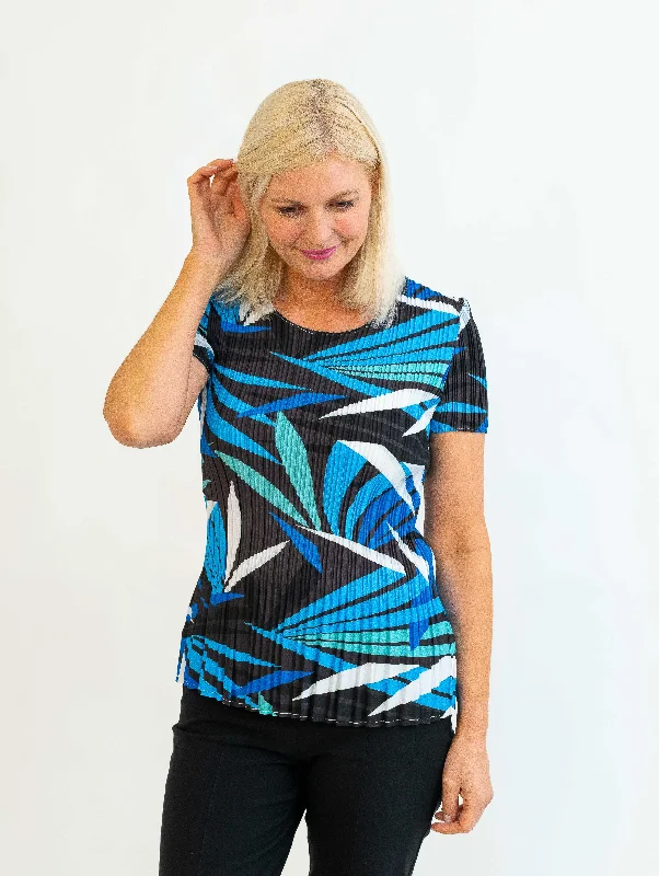 Leaf Printed Pleated Top