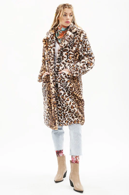 Leopard Faux Fur Coat by Aratta