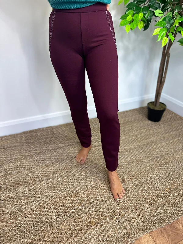 Stretch Jersey Legging-Wine