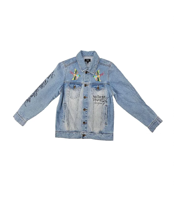 Women's Brave Eagle Denim Jacket In Light Wash