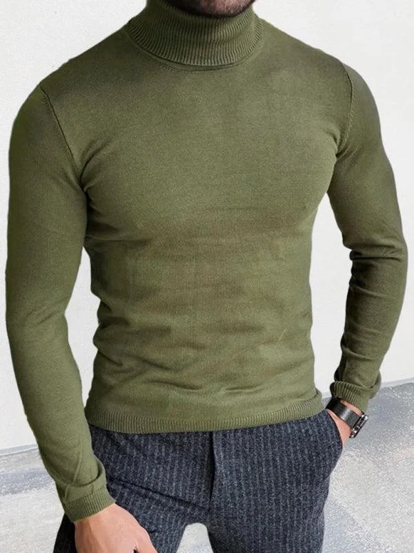 Slim Fit Knit Pullover Men Turtleneck Sweater