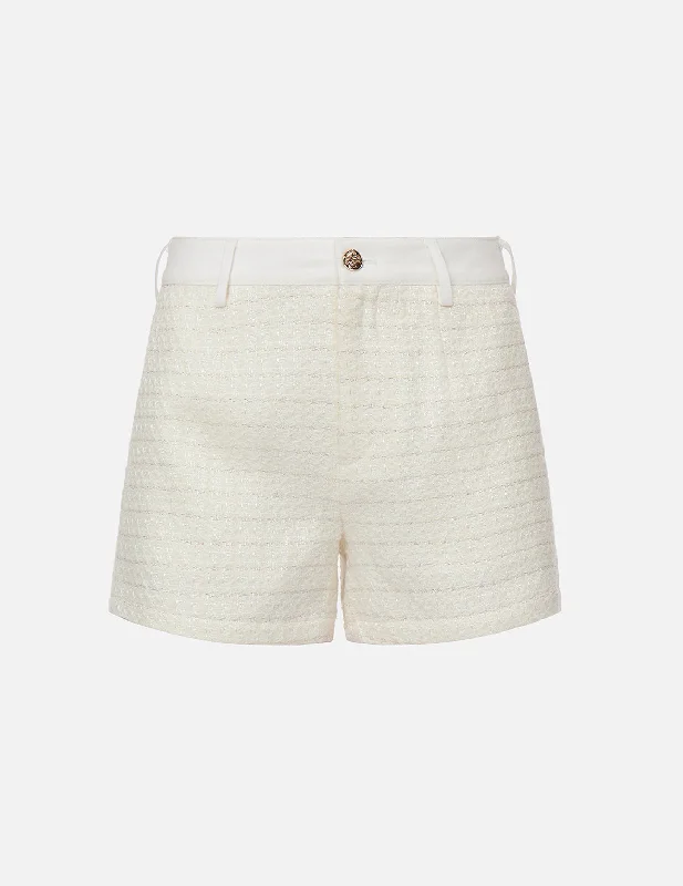 Seagull Embroidery Tweed Shorts